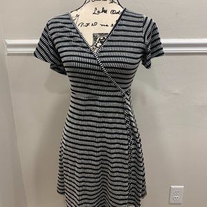 Black and white wrap dress
